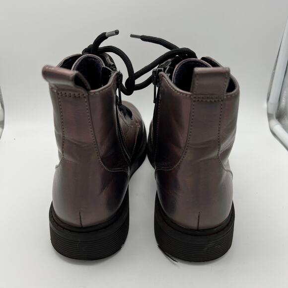 Art Class Combat Boots Girls' Zoe Metallic Zipper Lace-Up Purple Size 3 Ankle - Picture 6 of 8